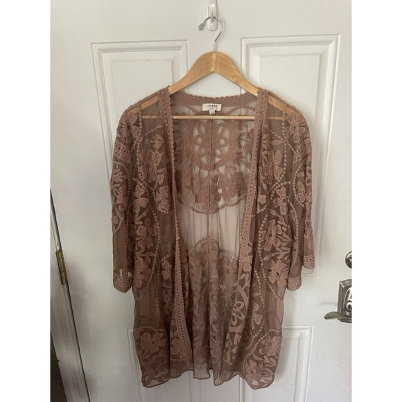 UMGEE Tops - Umgee Sheer Embroidered Lace Kimono Cardigan Sz Small Boho Coverup Oversized